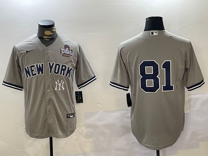 Men New York Yankees #81 No Name Grey Game 2024 Nike MLB Jersey style 10277